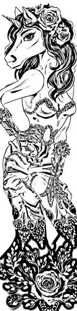 Free colorable bookmarks of a unicorn posing with attitude